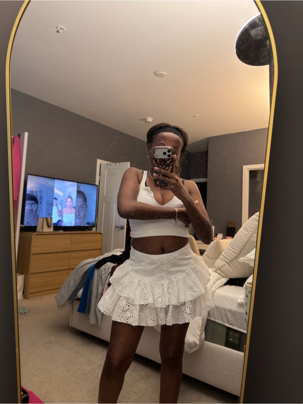 Missguided White Eyelet Tiered Mini Skirt